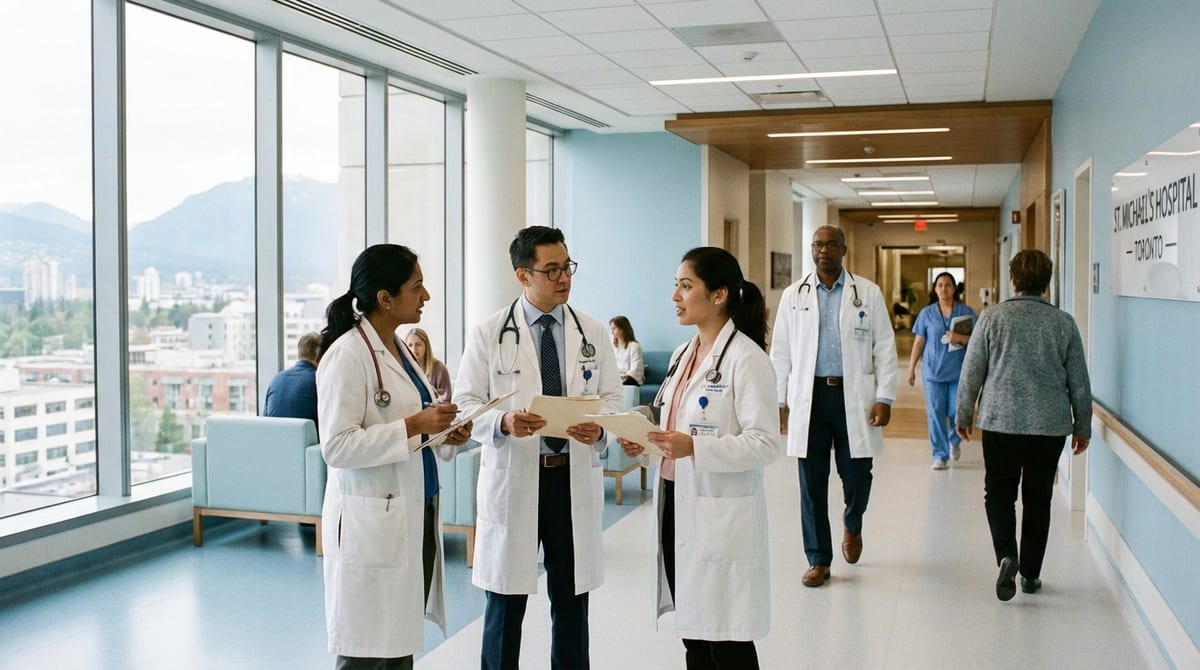 Physicians in a Toronto hospital representing the IRCC physician-specific Express Entry draw for immigration to Canada.