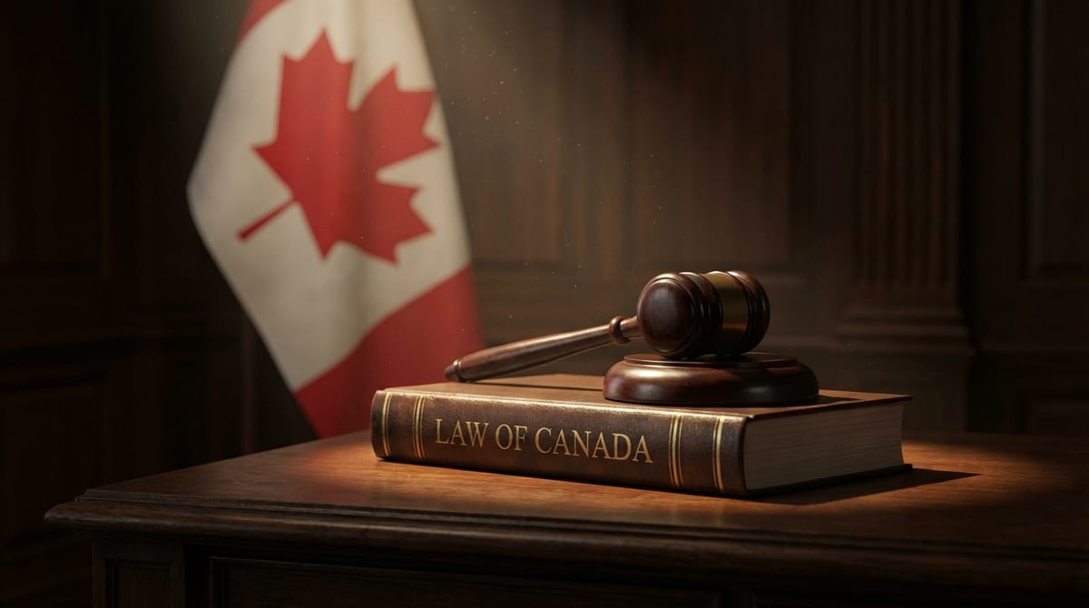 a judge s gavel on a law book with the canadian fl 1774878908726